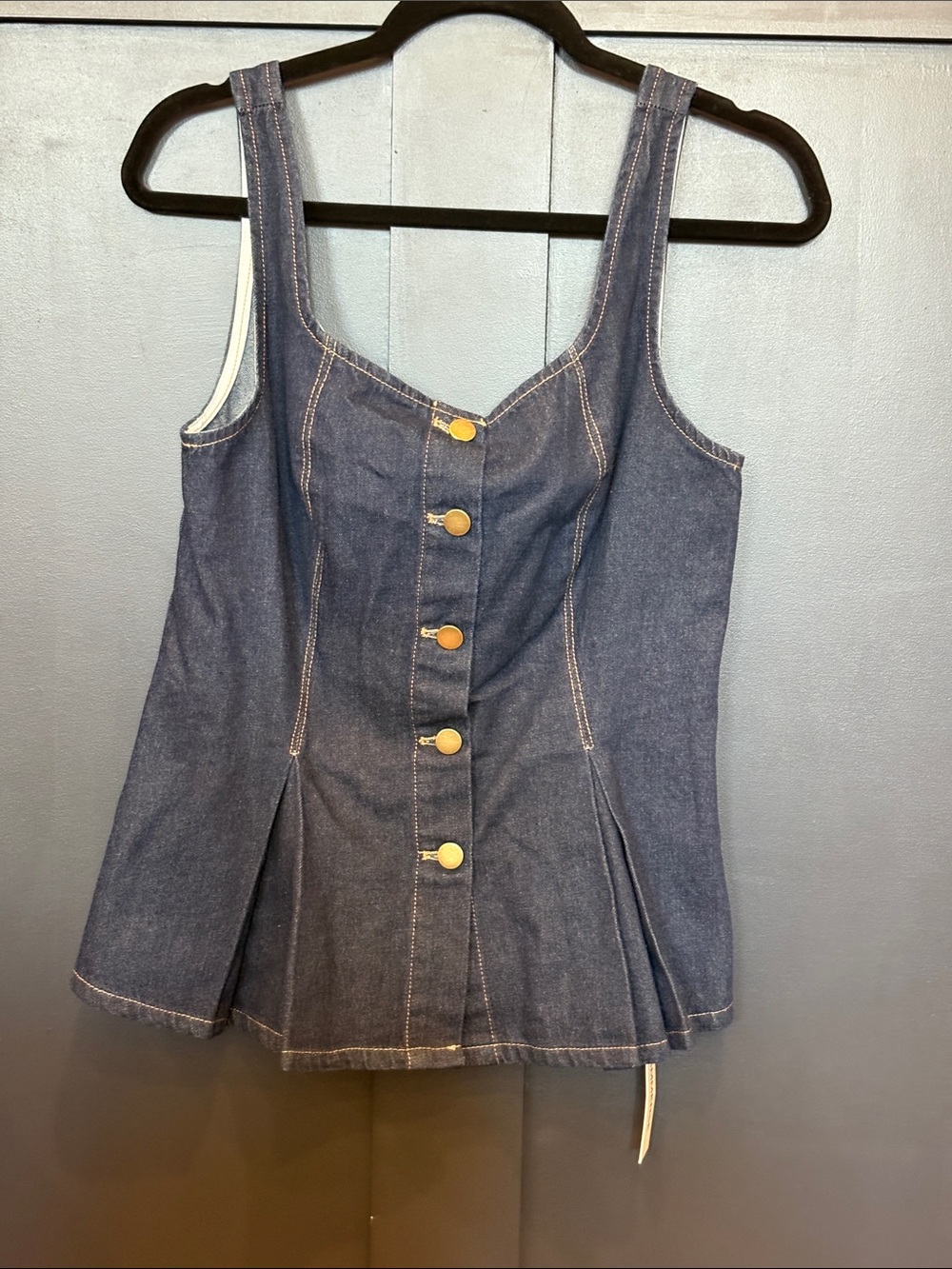 719. Commense Dark Blue Denim Button-Front Camisole
